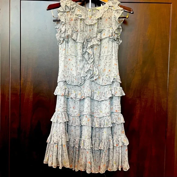 sachin and babi light blue dress Mango Ruffle Chiffon Dress - Light/ Pastel Purple main image 1